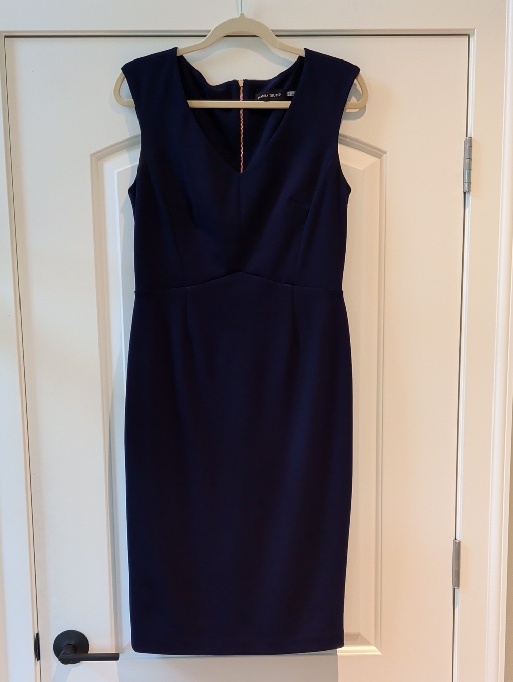 Ivanka Trump Navy V-Neck Sheath Dress